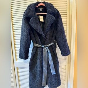 NWT Faux Shearling Belted Teddy Coat